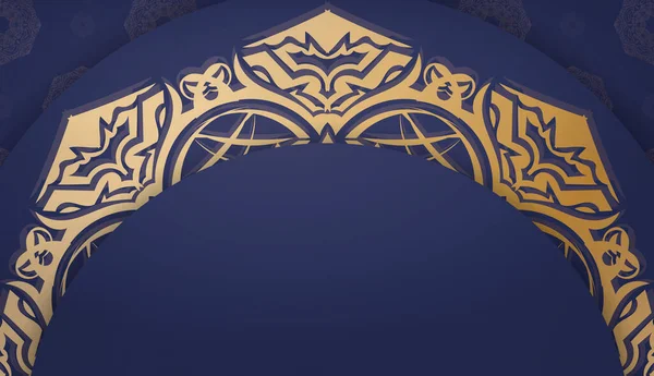 Banner Azul Escuro Com Ornamentos Luxuosos Ouro Para Design Sob — Vetor de Stock