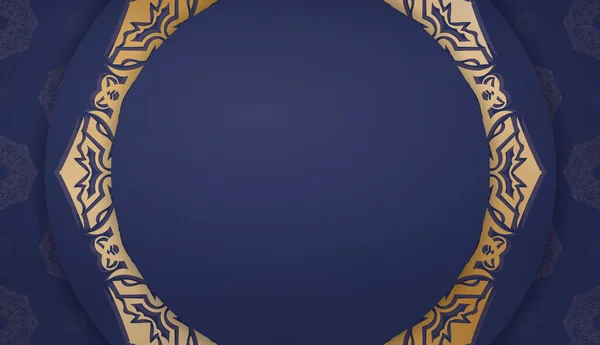 Banner Azul Escuro Com Ornamento Ouro Vintage Para Design Sob — Vetor de Stock