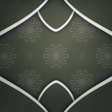 Kart koyu yeşil, tebrik etmek için beyaz desenli..