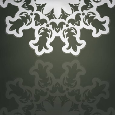 Tasarımınız için Yunanca beyaz desenli koyu yeşil kart.