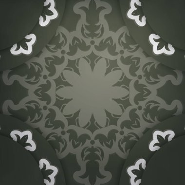 Koyu yeşil renkli, tipografi için hazırlanmış Hint beyaz desenli bir kartpostal..