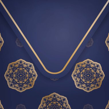 Koyu mavi renkli bir kartvizit. İşiniz için lüks altın süsler..