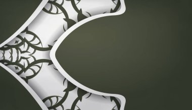 Metin altında tasarım için mandala beyaz süsleme ile koyu yeşil renk arkaplan