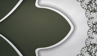 Logonun altında mandala beyazı süslemeli koyu yeşil rengin arka planı