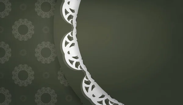 Baner Couleur Vert Foncé Avec Motif Blanc Mandala Pour Conception — Image vectorielle