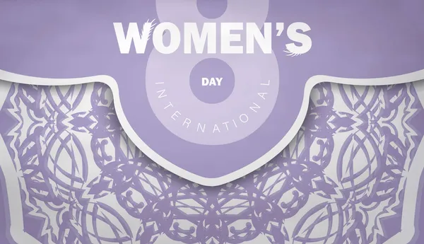 Brochure Template International Womens Day Purple Color Winter White Ornament — Stock Vector