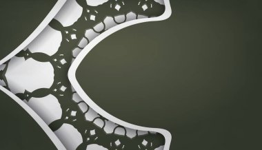 Yunan beyaz süslemeleri ile koyu yeşil arkaplan ve metin için yer