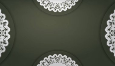 Logonuz için soyut beyaz desenli koyu yeşil arkaplan ve boşluk