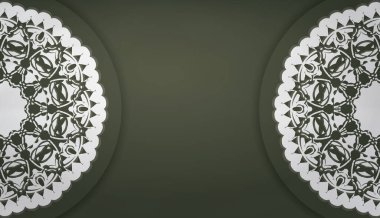 Logo veya metin için Yunanca beyaz desenli koyu yeşil arkaplan