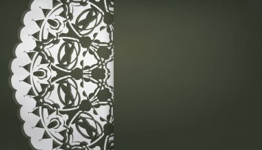 Logo veya metin altında tasarım için soyut beyaz desenli koyu yeşil arkaplan