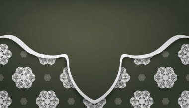 Yunan beyaz desenli koyu yeşil arkaplan ve logo alanı