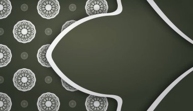 Logo veya metin altında tasarım için soyut beyaz süsleme ile koyu yeşil arkaplan