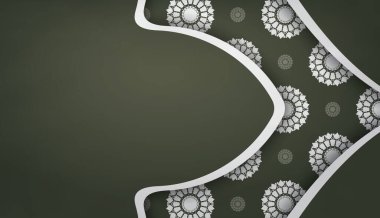 Soyut beyaz süslemeleri olan koyu yeşil arkaplan ve metnin altına yerleştir