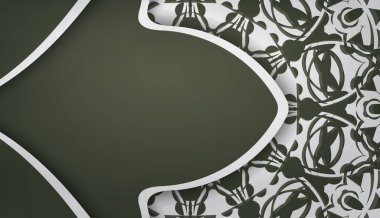 Logonuz veya metniniz altında tasarım için Yunan beyaz süslemeleri bulunan koyu yeşil arkaplan