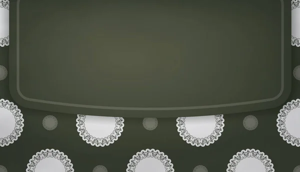 Fond Vert Foncé Avec Ornement Blanc Abstrait Pour Conception Logo — Image vectorielle