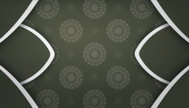 Koyu yeşil arkaplan Yunan beyaz desenli ve metninin altında