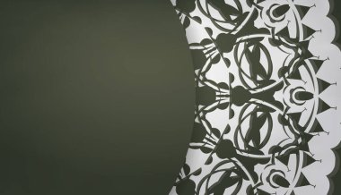 Logo veya metin tasarımı için Hint beyaz desenli koyu yeşil arkaplan