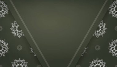 Yunan beyaz desenli koyu yeşil pankart şablonu ve logonuz için boşluk