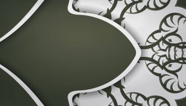 Metin altında tasarım için klasik beyaz süsleme ile koyu yeşil arkaplan