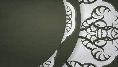 Koyu yeşil arkaplan, Hint beyaz deseni ve metin için boşluk