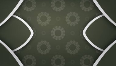 Eskimiş beyaz desenli koyu yeşil pankart ve logo alanı