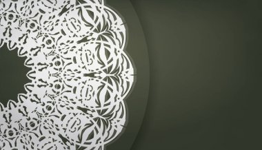 Eskimiş beyaz süslemeleri ve metin için alanı olan koyu yeşil pankart şablonu