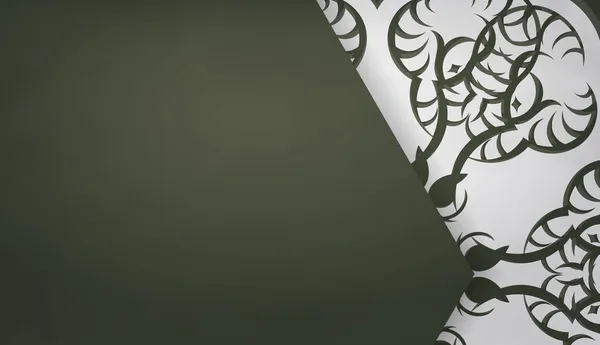 テキストのための豪華な白いパターンとスペースを持つ濃い緑の背景 — ストックベクタ