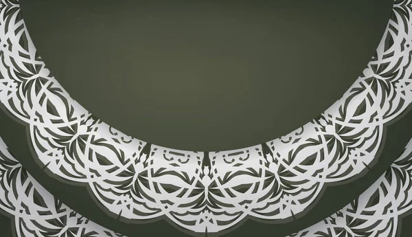 Modèle Bannière Couleur Vert Foncé Avec Motif Blanc Luxueux Pour — Image vectorielle