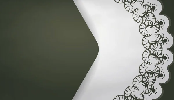 Logo Veya Metin Tasarımı Için Klasik Beyaz Desenli Koyu Yeşil — Stok Vektör