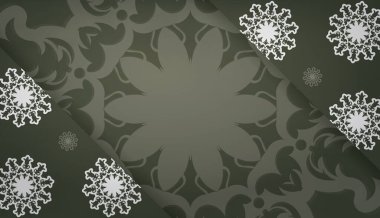 Logonuzun altında tasarım için klasik beyaz süslemeli koyu yeşil pankart