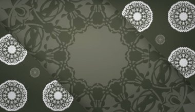 Eskimiş beyaz desenli koyu yeşil pankart şablonu ve metninizin altında