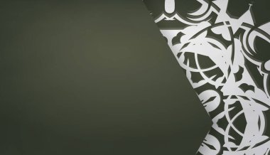 Logonuzun altında tasarım için beyaz desenli koyu yeşil bir pankart.