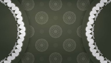 Logo veya metin altında tasarım için klasik beyaz desenli koyu yeşil arkaplan