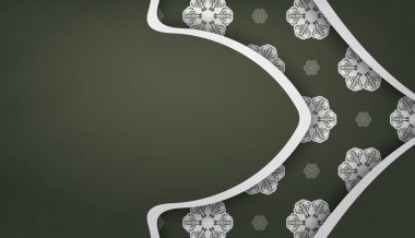 Metin altında tasarım için klasik beyaz süsleme ile koyu yeşil arkaplan