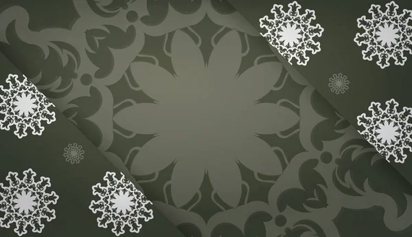 Logonuzun altında tasarım için klasik beyaz süslemeli koyu yeşil pankart