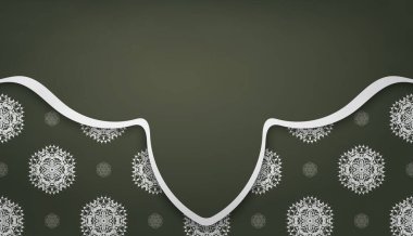 Logo veya metin altında tasarım için Yunanca beyaz desenli koyu yeşil bayrak