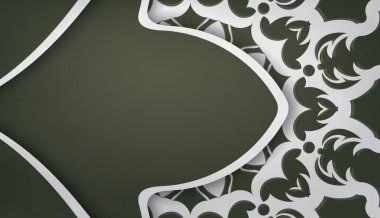 Logonuzun altında tasarım için soyut beyaz desenli koyu yeşil pankart