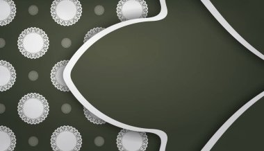 Logonuzun altında tasarım için klasik beyaz süslemeli koyu yeşil arkaplan