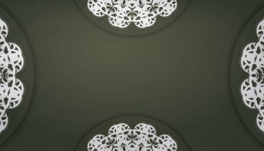 Metnin altında tasarım için lüks beyaz desenli koyu yeşil pankart