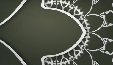 Soyut beyaz desenli koyu yeşil pankart ve metnin altına yerleştir