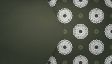 Logo tasarımı için Yunanca beyaz desenli koyu yeşil pankart şablonu