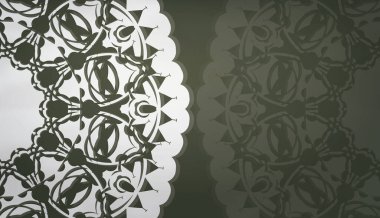 Beyaz mandala desenli koyu yeşil pankart şablonu ve metninizin altında