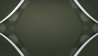 Eskimiş beyaz desenli koyu yeşil pankart ve logo veya metin için boşluk