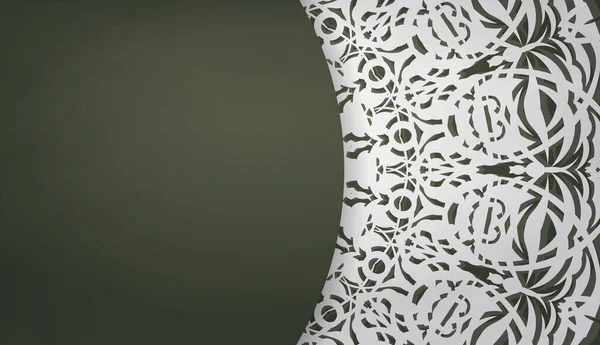 Σκούρο Πράσινο Πρότυπο Πανό Vintage Λευκό Στολίδι Για Σχεδιασμό Σύμφωνα — Διανυσματικό Αρχείο