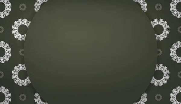 Bannière Vert Foncé Avec Motif Blanc Grec Pour Conception Logo — Image vectorielle