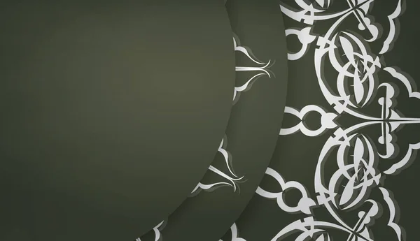 Modèle Bannière Vert Foncé Avec Motif Blanc Luxueux Pour Conception — Image vectorielle