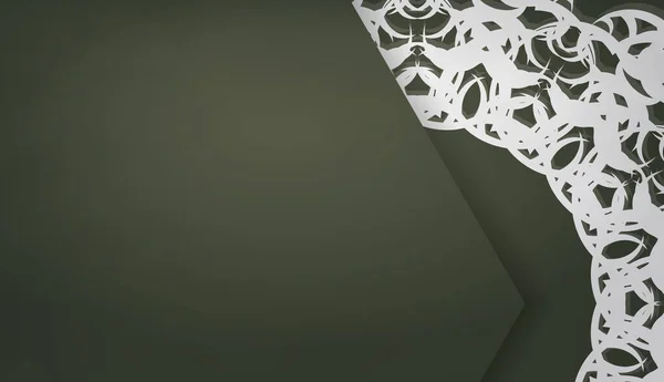 Banner Verde Escuro Com Ornamentos Brancos Gregos Espaço Para Texto — Vetor de Stock