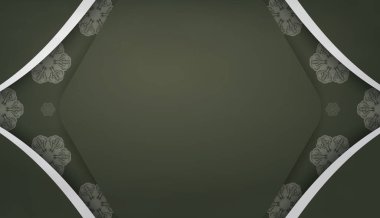 Metin altında tasarım için klasik beyaz desenli koyu yeşil arkaplan