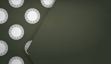 Eskimiş beyaz desenli koyu yeşil arkaplan ve logon için boşluk