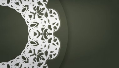 Metin altında tasarım için klasik beyaz desenli koyu yeşil pankart